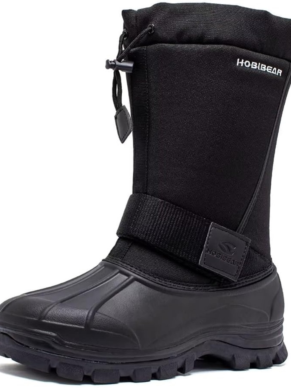 Hobibear Men’s Black Waterproof Snow Boots, Insulated Pull-On Winter Size 13